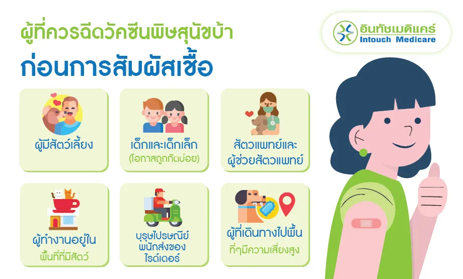 ผู้ที่ควรได้รับการฉีดวัคซีนพิษสุนัขบ้าก่อนสัมผัสเชื้อ